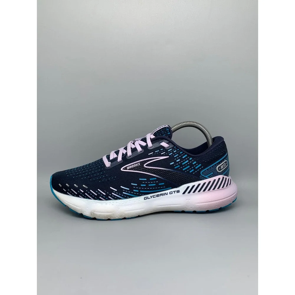 Brooks Glycerin‎ GTS 20 Navy Pink Running Shoes 1203701B412 Women's Sz 8.5